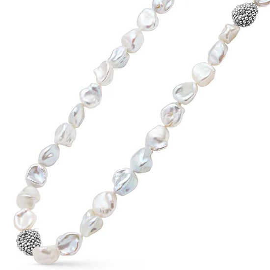 LAGOS 34" Keshi Pearl Necklace in Sterling Silver