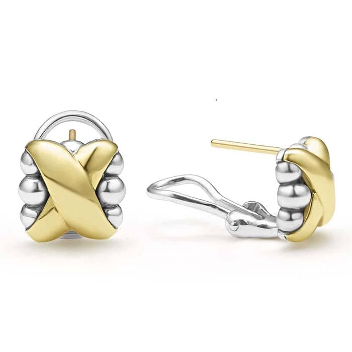 LAGOS X Omega Clip Earrings in Sterling Silver and 18K Yellow Gold