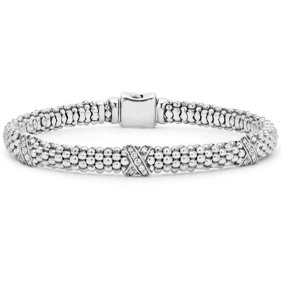 LAGOS Diamond Caviar Lux Triple X Bracelet in Sterling Silver