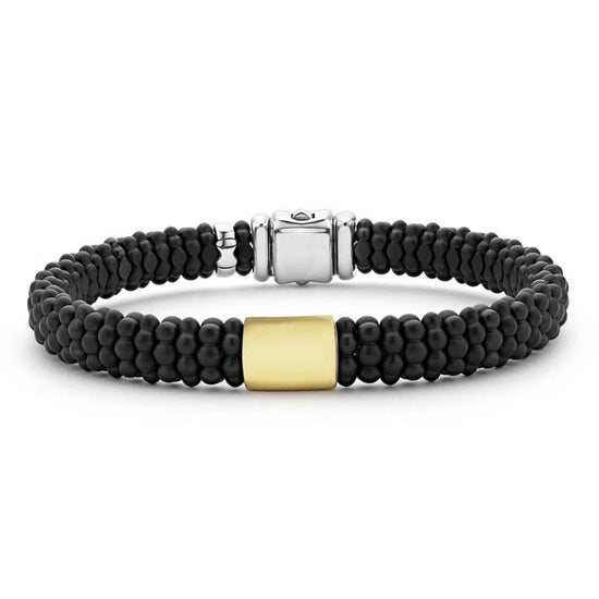 LAGOS Matte Black Ceramic Caviar Beaded Bracelet in 18K Yellow Gold and Sterling Silver