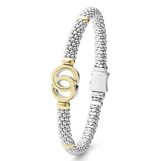 LAGOS Signature Caviar Interlocking Bracelet in Sterling Silver and 18K Yellow Gold