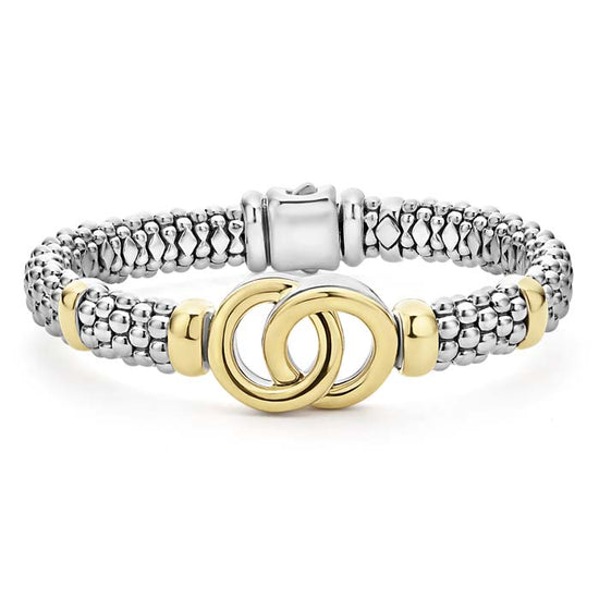 LAGOS Signature Caviar Interlocking Bracelet in Sterling Silver and 18K Yellow Gold