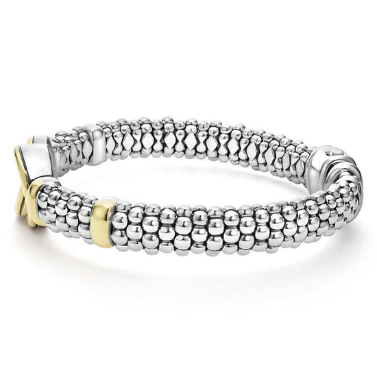 LAGOS Signature Caviar Interlocking Bracelet in Sterling Silver and 18K Yellow Gold