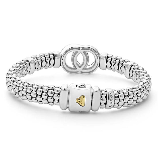 LAGOS Signature Caviar Interlocking Bracelet in Sterling Silver and 18K Yellow Gold