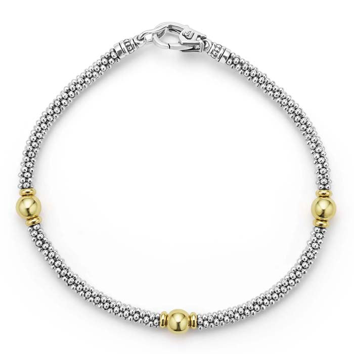 LAGOS 7.5” Station Bracelet in Sterling Silver and 18K Yellow Gold