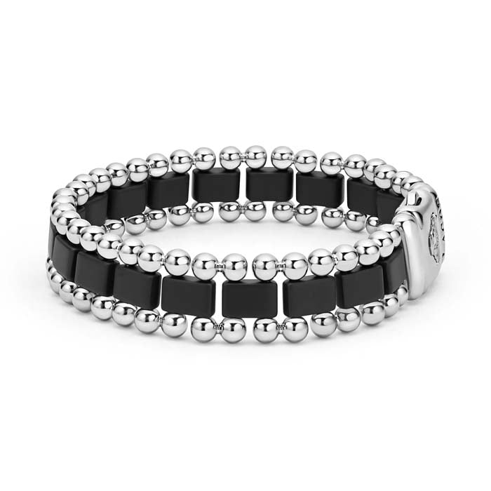 LAGOS Anthem Matte Black Ceramic Link Bracelet in Stainless Steel