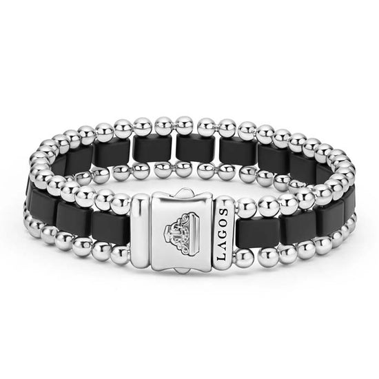 LAGOS Anthem Matte Black Ceramic Link Bracelet in Stainless Steel