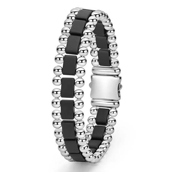 LAGOS Anthem Matte Black Ceramic Link Bracelet in Stainless Steel