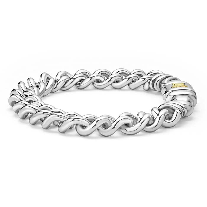 LAGOS Anthem Curb Chain Bracelet in Sterling Silver and 18K Yellow Gold