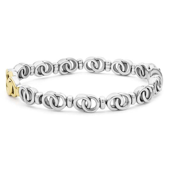 LAGOS Two-Tone Interlocking Link Bracelet in Sterling Silver and 18K Yellow Gold, Size Medium