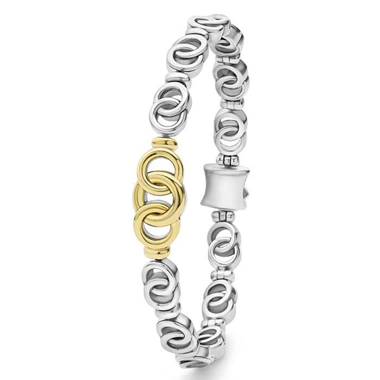 LAGOS Two-Tone Interlocking Link Bracelet in Sterling Silver and 18K Yellow Gold, Size Medium