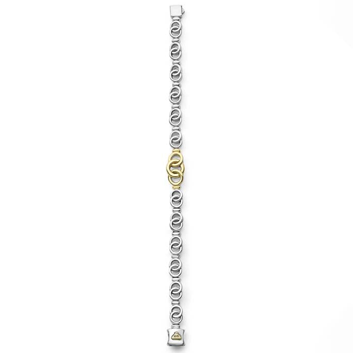 LAGOS Two-Tone Interlocking Link Bracelet in Sterling Silver and 18K Yellow Gold, Size Medium