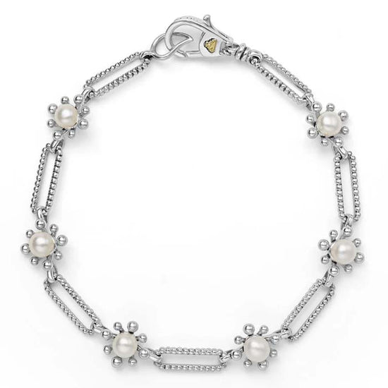 LAGOS Luna Fleur Pearl Link Bracelet in Sterling Silver