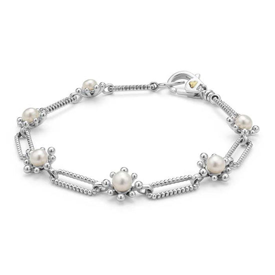 LAGOS Luna Fleur Pearl Link Bracelet in Sterling Silver