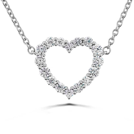 Hearts On Fire .34-.44CTW Medium Signature Heart Pendant in 18K White Gold