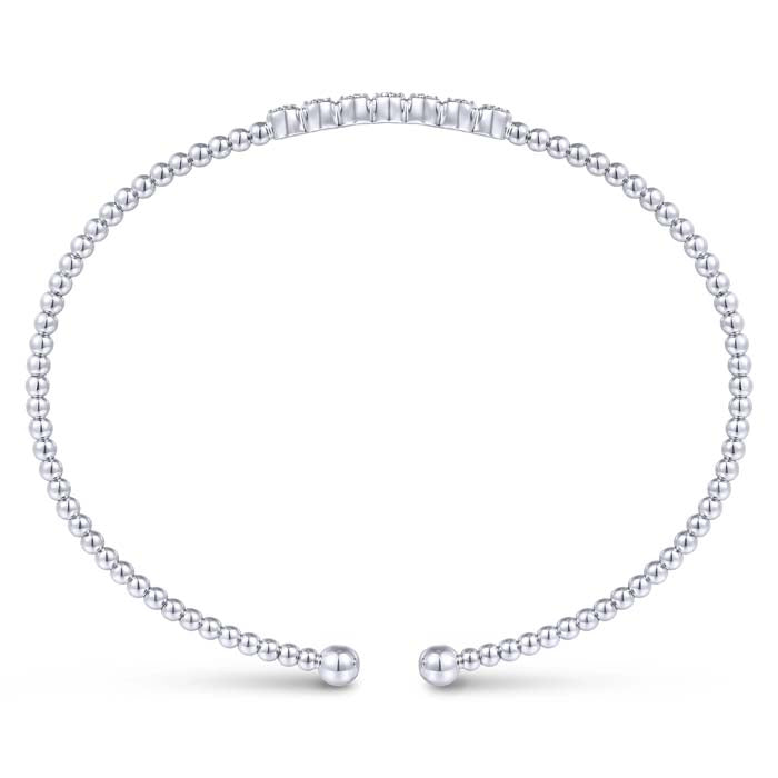 Gabriel & Co. Bujukan Bead and Cluster Diamond Open Bangle in 14K White Gold