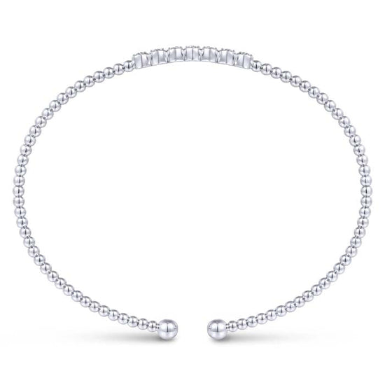 Gabriel & Co. Bujukan Bead and Cluster Diamond Open Bangle in 14K White Gold