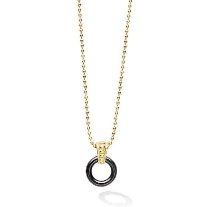 LAGOS Black Ceramic Circle Pendant in 18K Yellow Gold