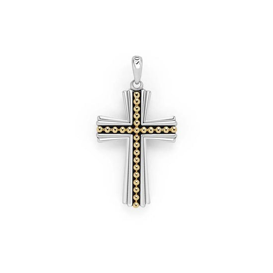 LAGOS Anthem Two-Tone Cross Amulet in Sterling Silver and 18K Yellow Gold