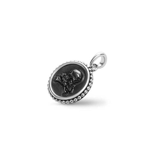 LAGOS Small Onyx Skull Crossbone Amulet in Sterling Silver