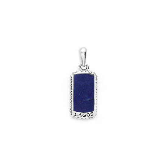 LAGOS Lapis Tag Amulet in Sterling Silver