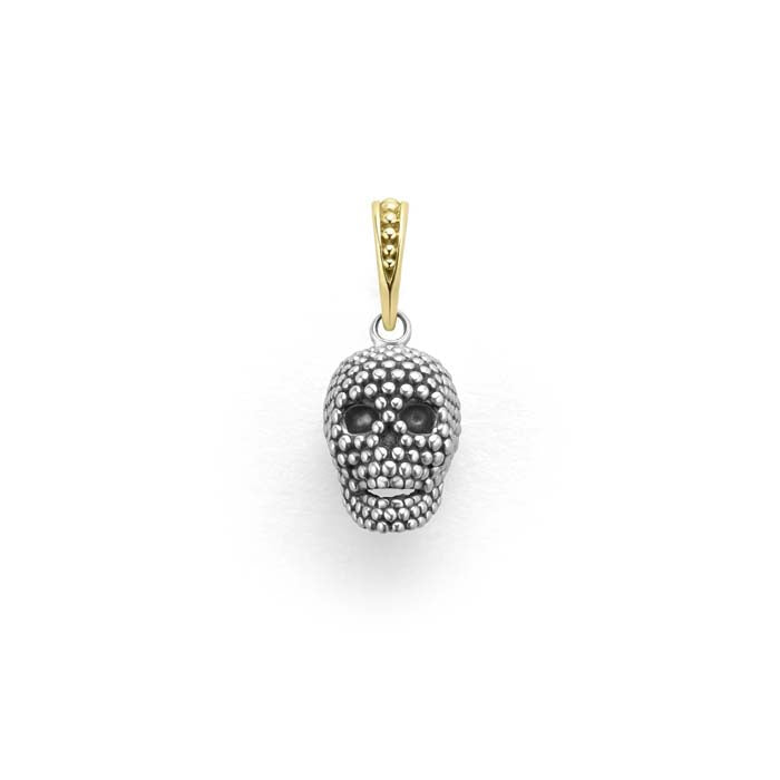 LAGOS Anthem Caviar Beaded Skull Pendant in Sterling Silver and 18K Yellow Gold