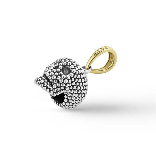 LAGOS Anthem Caviar Beaded Skull Pendant in Sterling Silver and 18K Yellow Gold