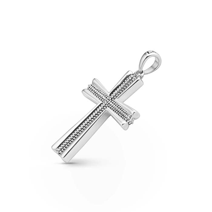 LAGOS Anthem Caviar Beaded Cross Amulet in Sterling Silver