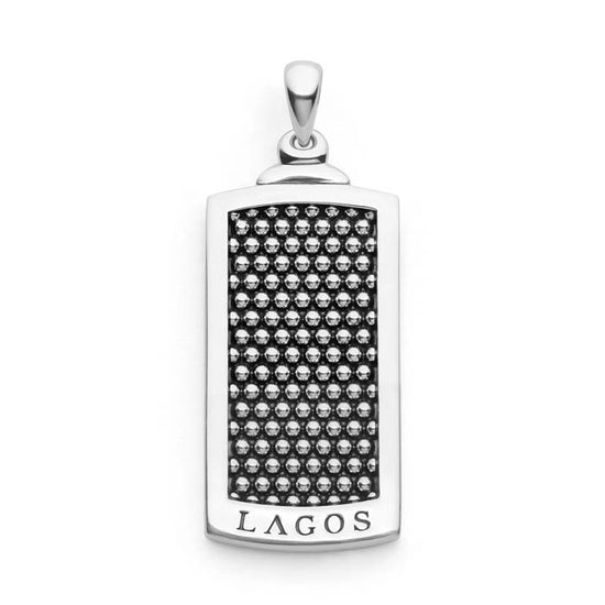 LAGOS Anthem Caviar Beaded Tag Amulet in Sterling Silver