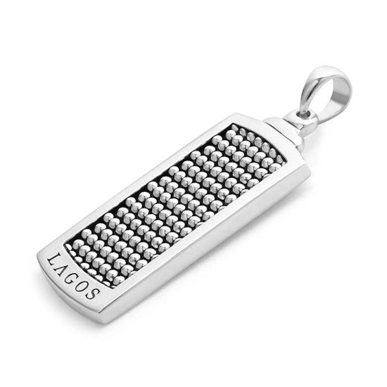 LAGOS Anthem Caviar Beaded Tag Amulet in Sterling Silver