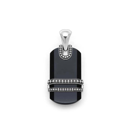 Lagos Black Agate Tag Amulet in Sterling Silver