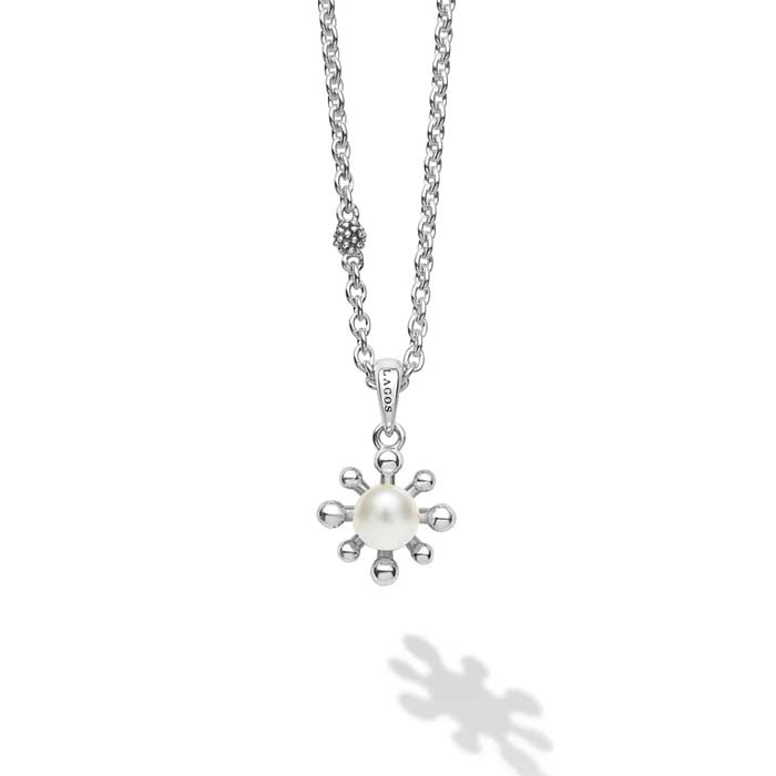 LAGOS Luna Fleur Pearl Pendant Necklace in Sterling Silver