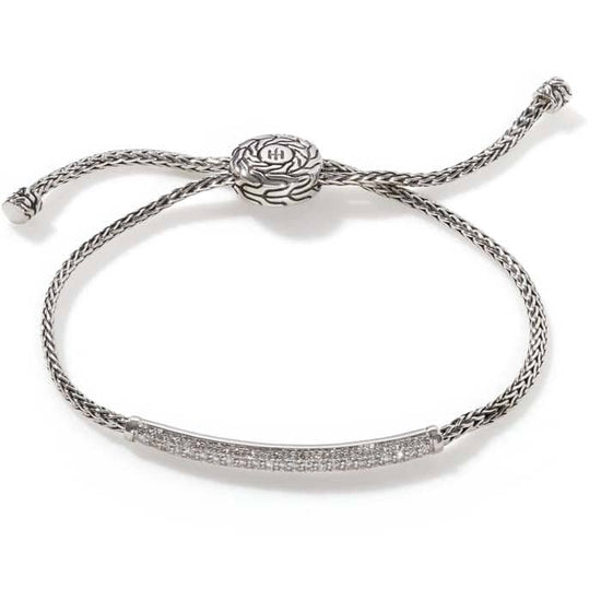 John Hardy Classic Chain Diamond Mini Chain Pull-Through Bracelet in Sterling Silver