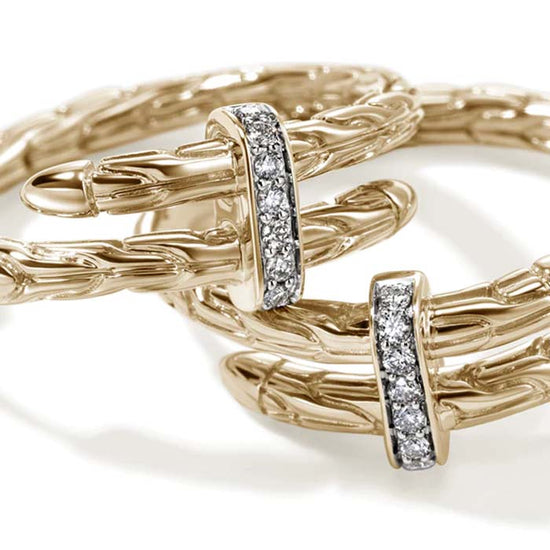 John Hardy Spear Hoop Earrings with Diamonds in 14K Yellow Gold