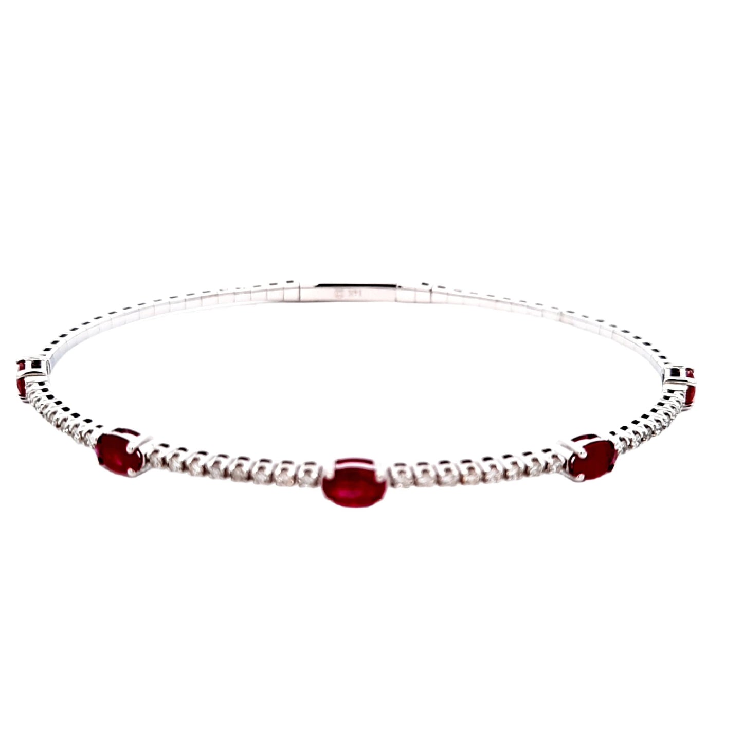 Mountz Collection Diamond and Ruby Flexible Bangle in 14K White Gold