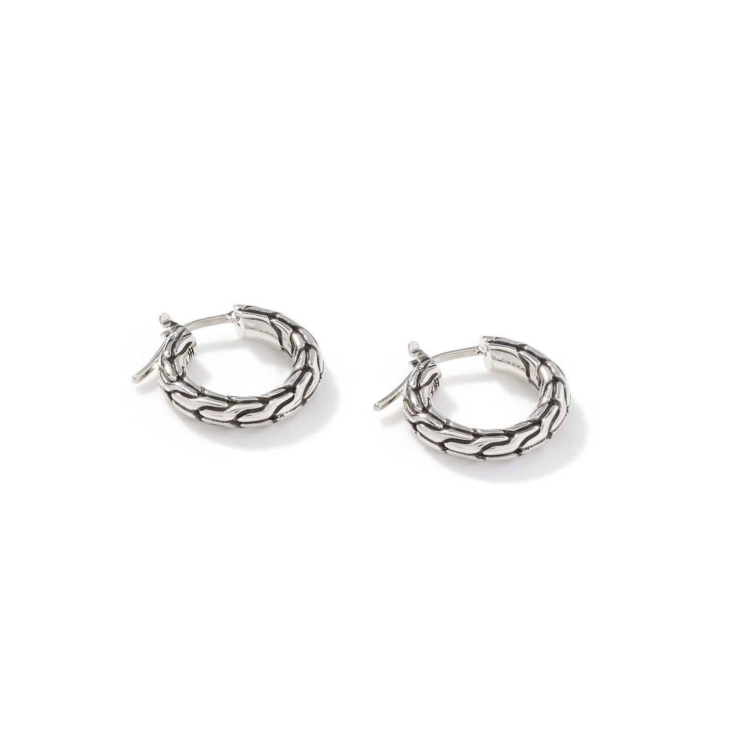 John Hardy Carved Chain Extra Small Hoop Earrings in Sterling Silver