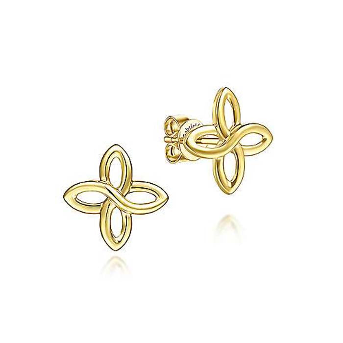 Gabriel & Co. Quatrefoil Stud Earrings in 14K Yellow Gold