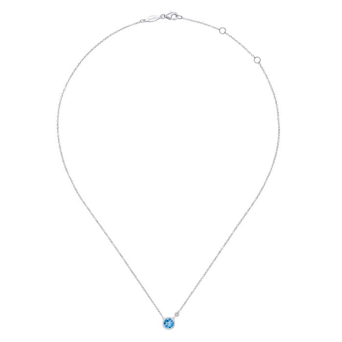 Gabriel & Co. Blue Topaz and Diamond Sterling Silver Necklace