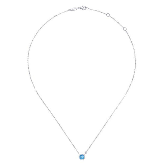 Gabriel & Co. Blue Topaz and Diamond Sterling Silver Necklace