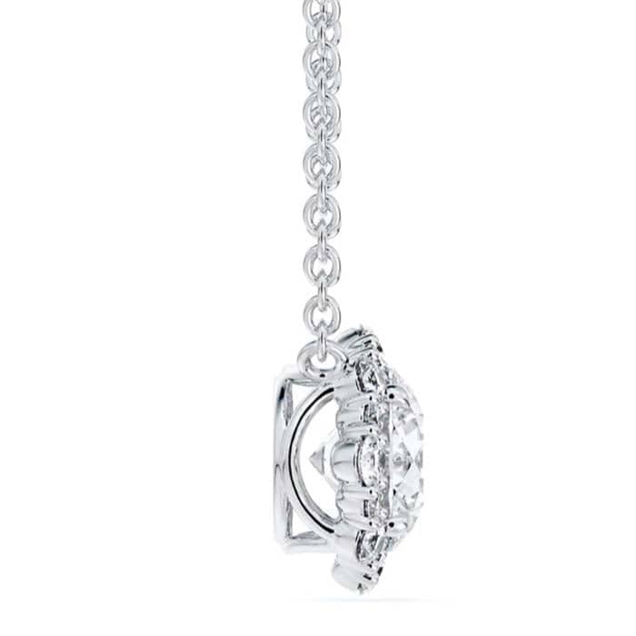 De Beers Forevermark Center of My Universe Floral Halo Diamond Pendant in 18K White Gold