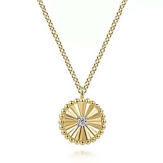 Gabriel & Co. Round Radiating Diamond-Cut "Gaby" Pendant in 14K Yellow Gold