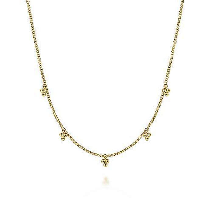 Gabriel & Co. 16" "Bujukan" Bead Drop Stations Necklace in 14K Yellow Gold