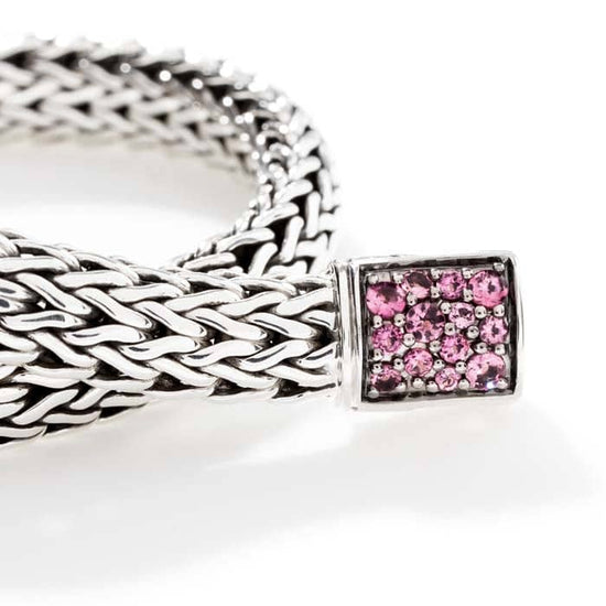 John Hardy Classic Chain Reversible Pink Tourmaline and Black Sapphire Bracelet in Sterling Silver