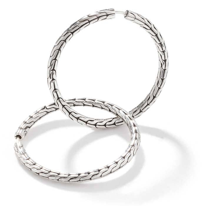 John Hardy Classic Chain Medium Hoop Earrings in Sterling Silver