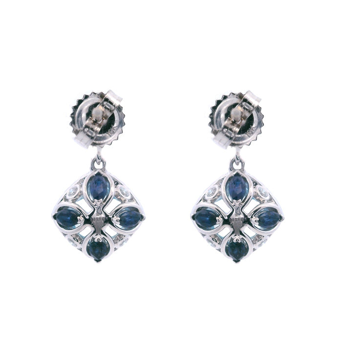 Charles Krypell Aquamarine Pastel Earrings with Diamonds and Hidden Sapphires in 18K White Gold