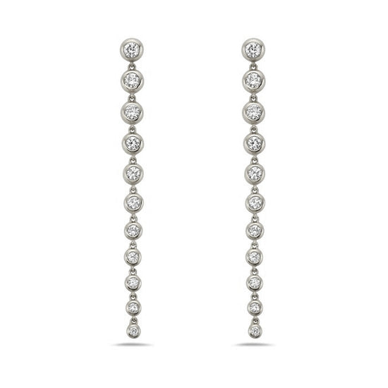 Charles Krypell Diamond Bezel Drop Earrings in 18K White Gold