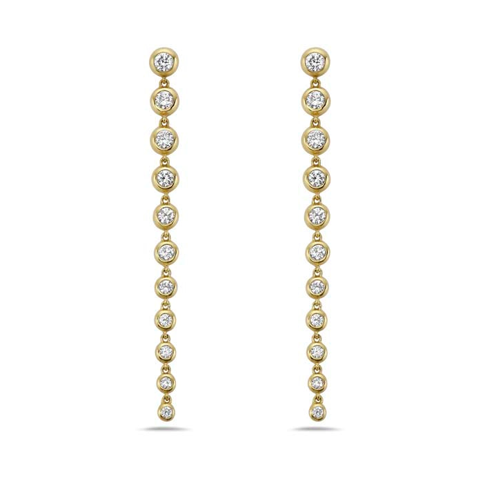 Charles Krypell Diamond Bezel Drop Earrings in 18K Yellow Gold