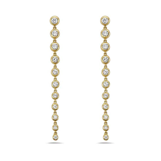 Charles Krypell Diamond Bezel Drop Earrings in 18K Yellow Gold