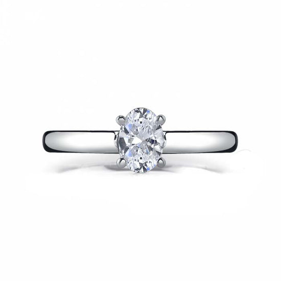 Mountz Collection Oval "Small Smart Solitaire" Engagement Ring Semi-Mounting in 14K White Gold