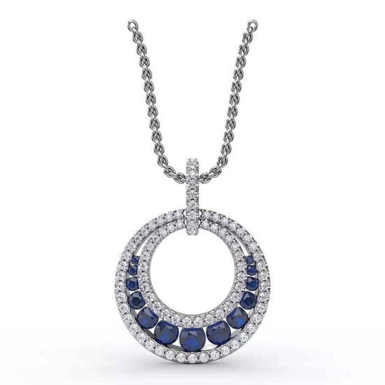 Fana Always and Forever Sapphire and Diamond Pendant in 14K White Gold